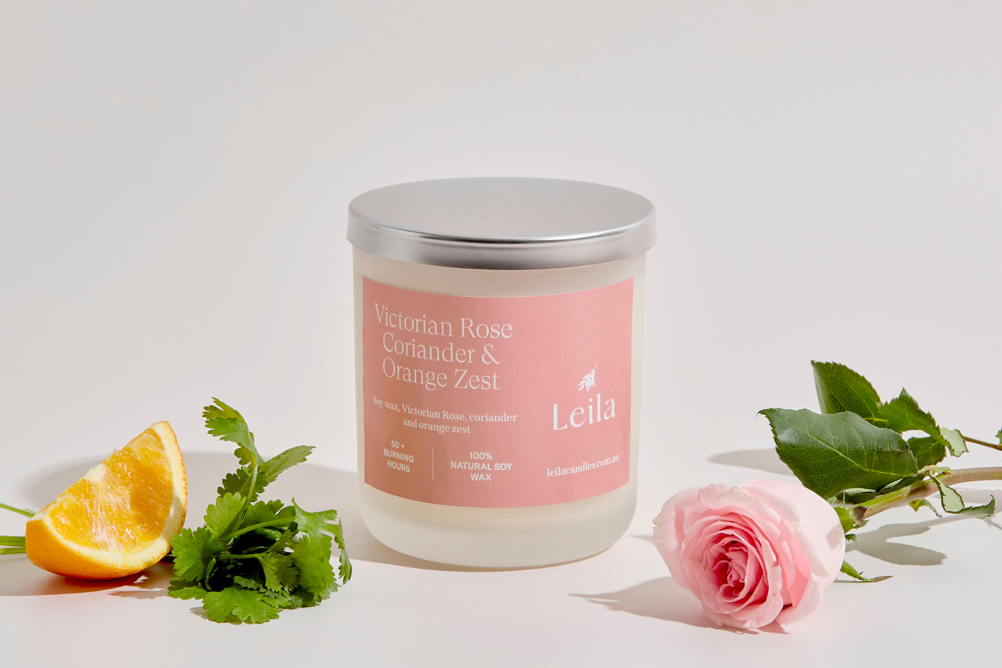 VICTORIAN ROSE, CORIANDER & ORANGE ZEST X-LARGE GLASS CANDLE