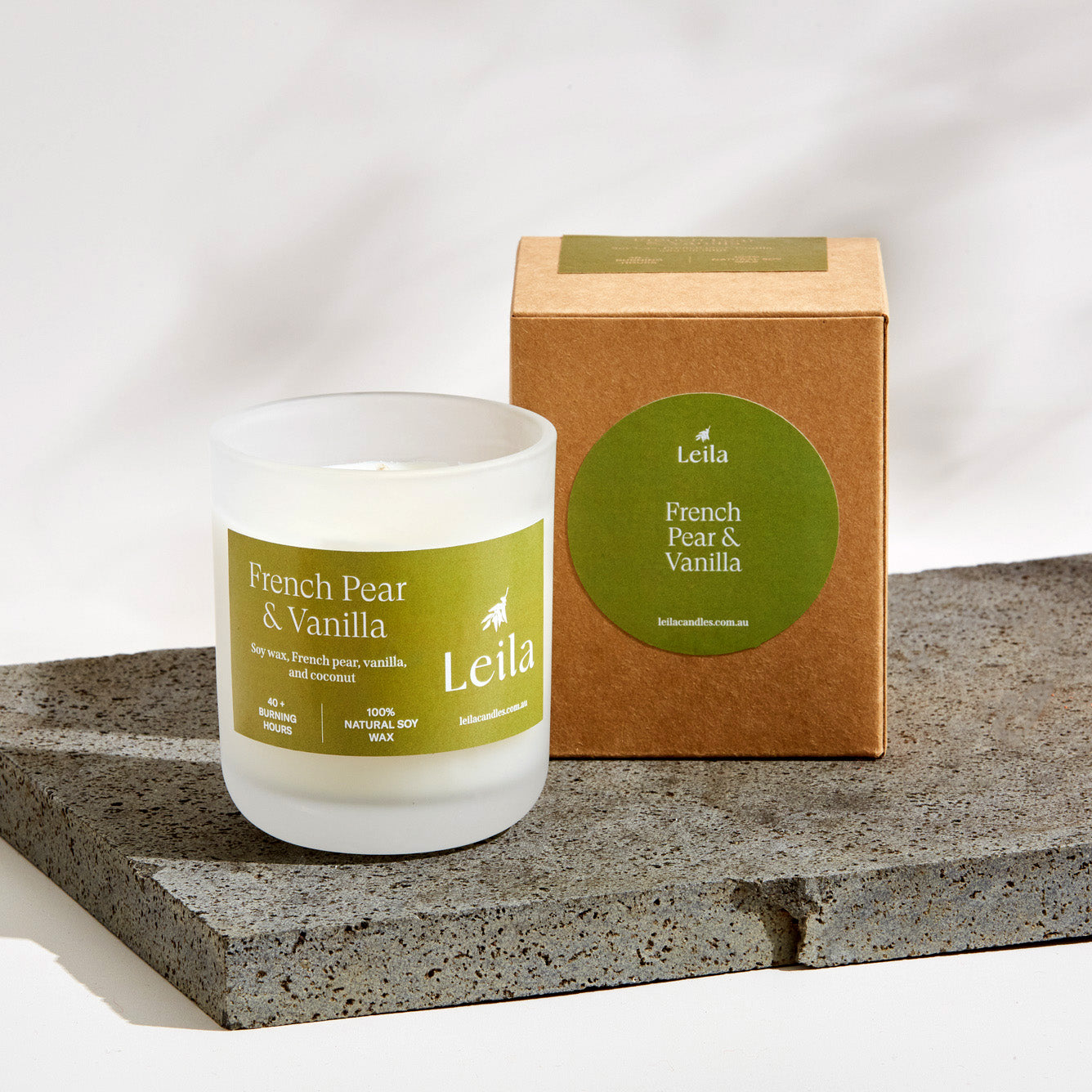 FRENCH PEAR & VANILLA FROSTED GLASS CANDLE