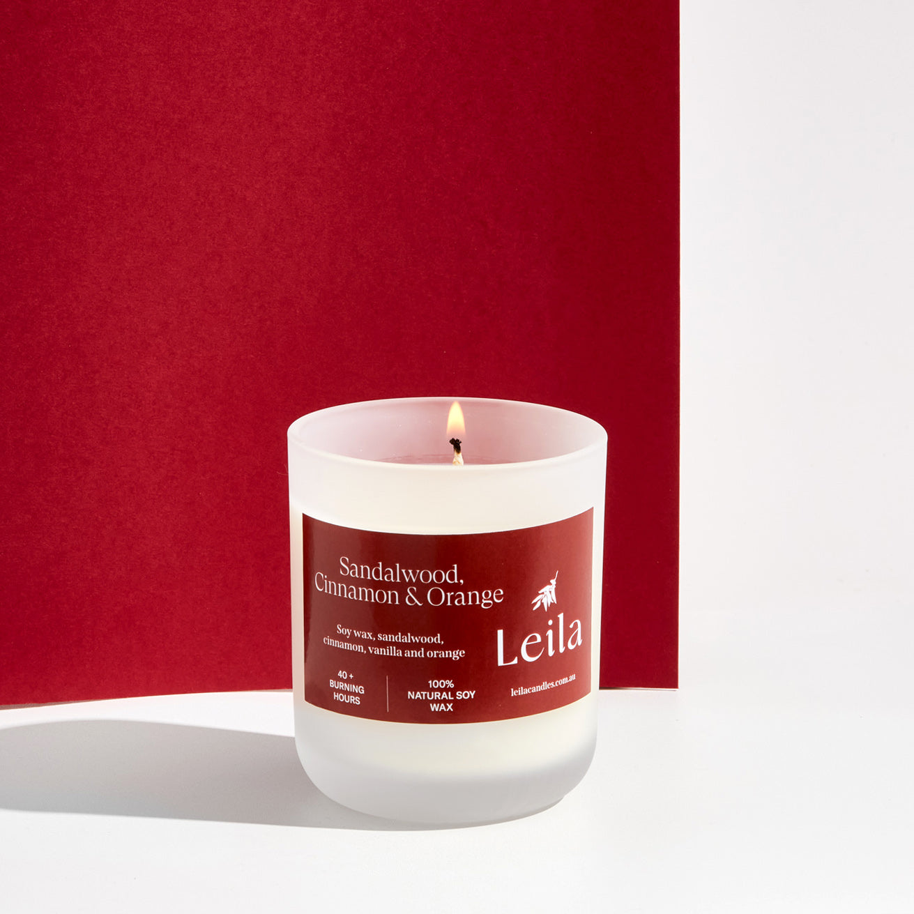 SANDALWOOD, CINNAMON & ORANGE FROSTED GLASS CANDLE