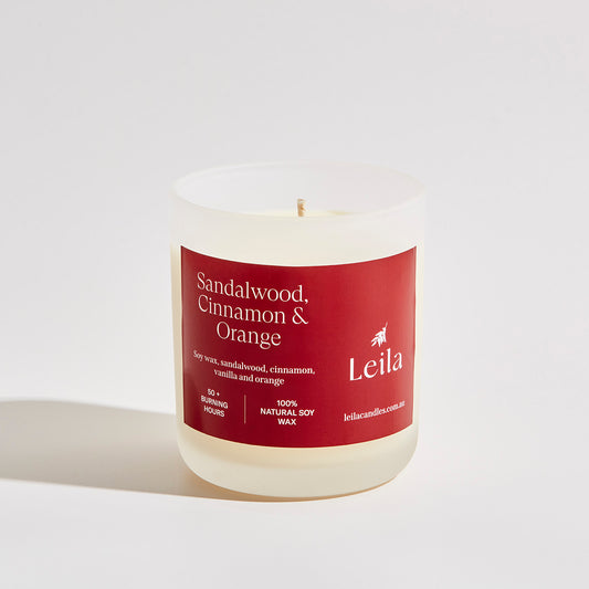SANDALWOOD, CINNAMON & ORANGE X-LARGE FROSTED CANDLE