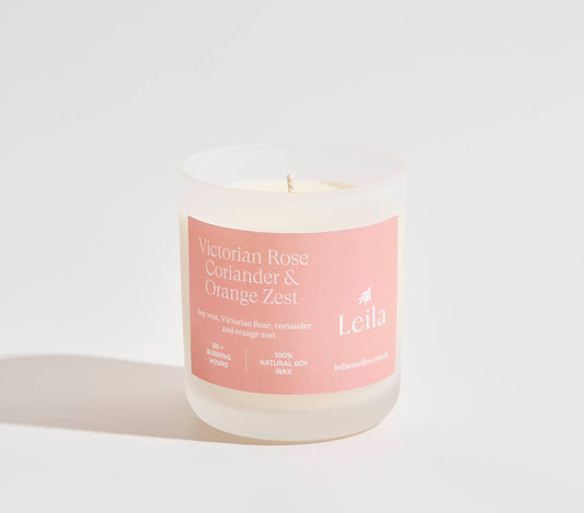 VICTORIAN ROSE, CORIANDER & ORANGE ZEST  X-LARGE GLASS CANDLE