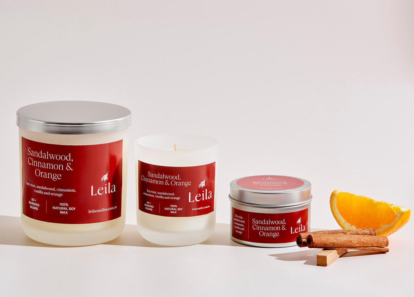 SANDALWOOD, CINNAMON & ORANGE FROSTED GLASS CANDLE