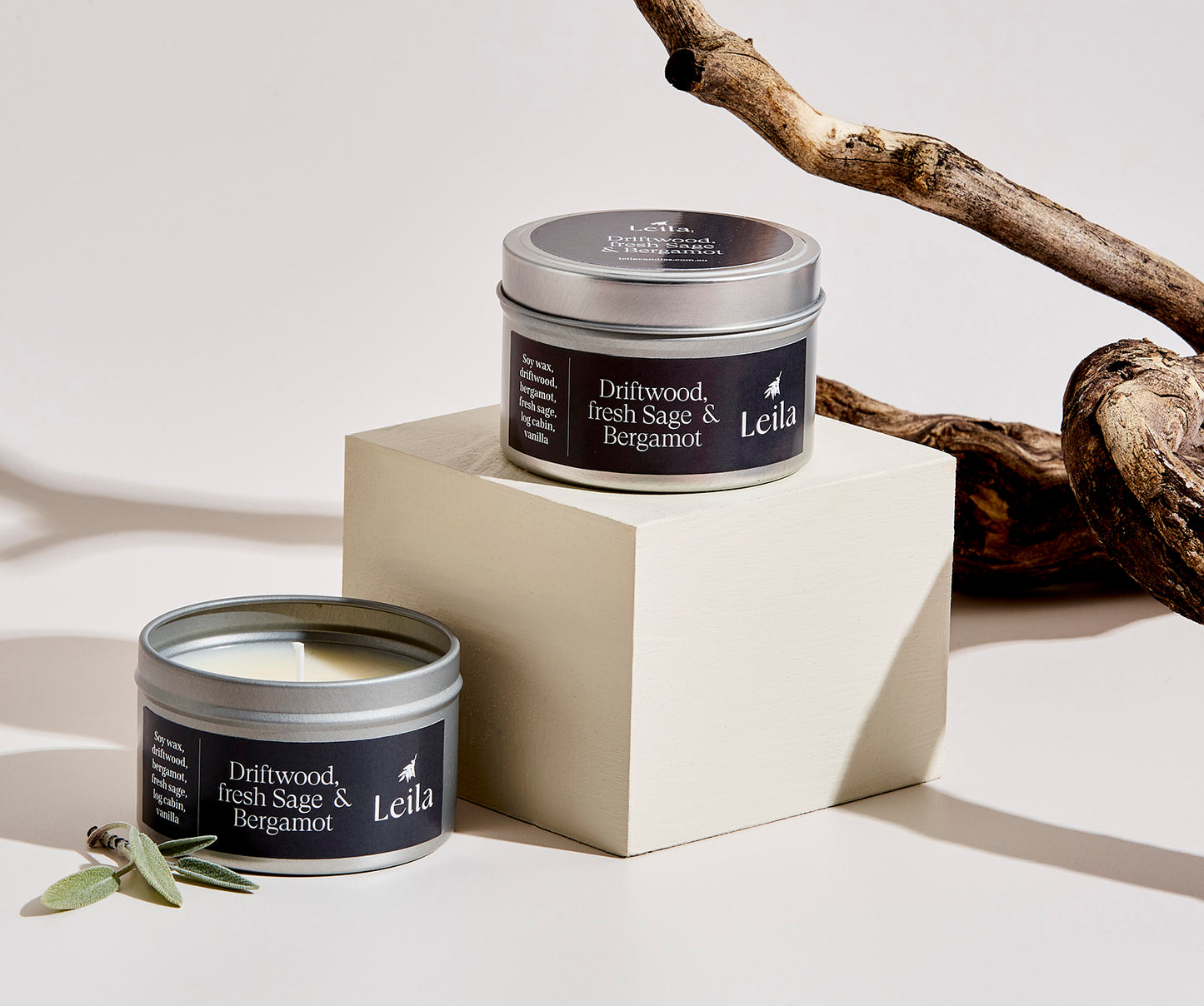 DRIFTWOOD, FRESH SAGE & BERGAMOT TRAVEL TIN